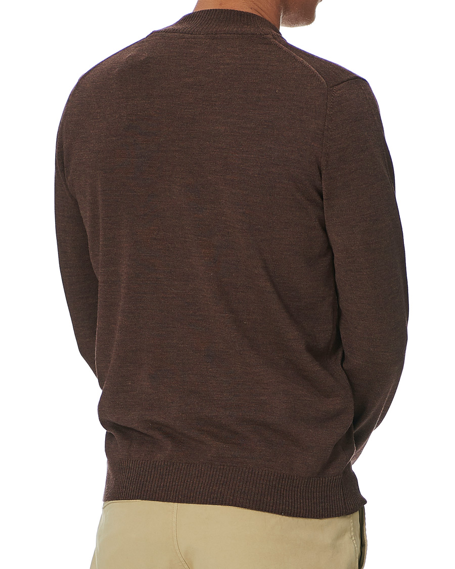 Men | Sweaters & Knitwear | Stenströms | Merino Half Zip Brown