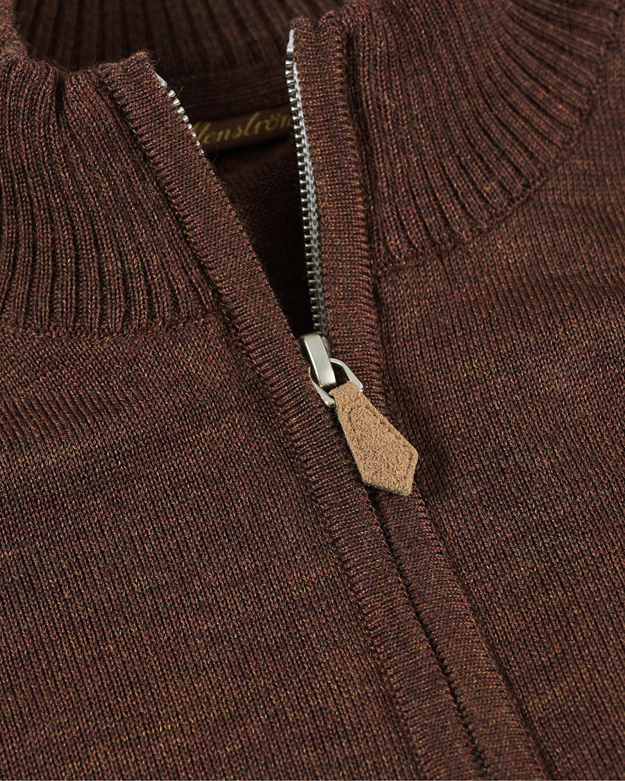 Men | Sweaters & Knitwear | Stenströms | Merino Half Zip Brown