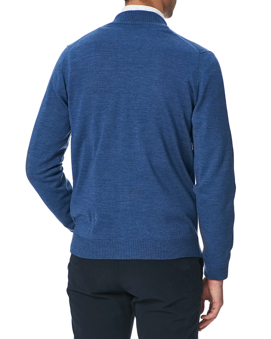 Men | Sweaters & Knitwear | Stenströms | Merino Full Zip Light Blue