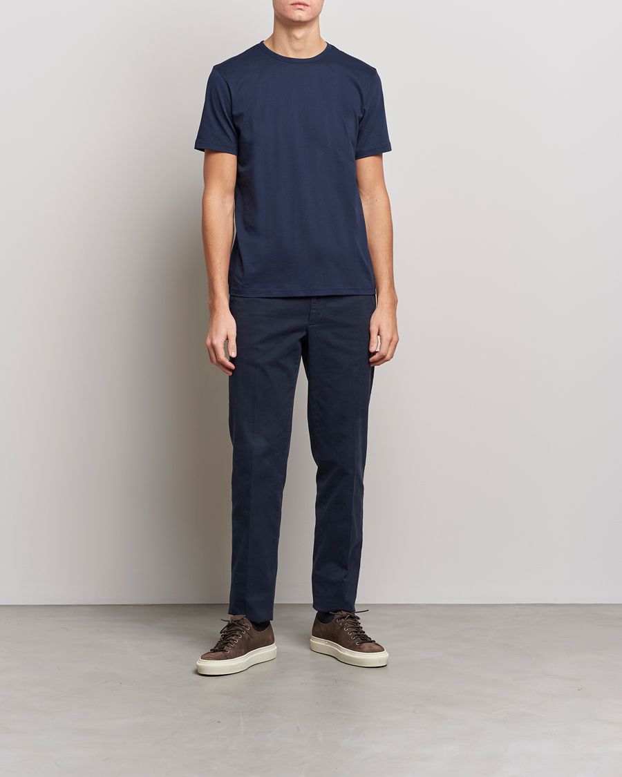 Men | T-Shirts | Stenströms | Solid Cotton T-Shirt Navy