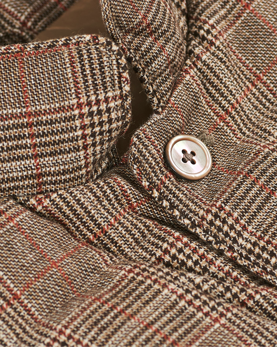 Men | Coats & Jackets | Stenströms | Quilted Check Wool Vest Brown
