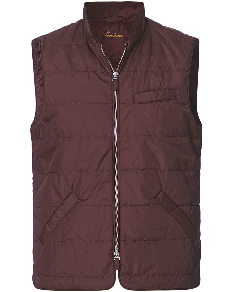 Men | Coats & Jackets | Stenströms | Quilted Nylon Vest Burgundy