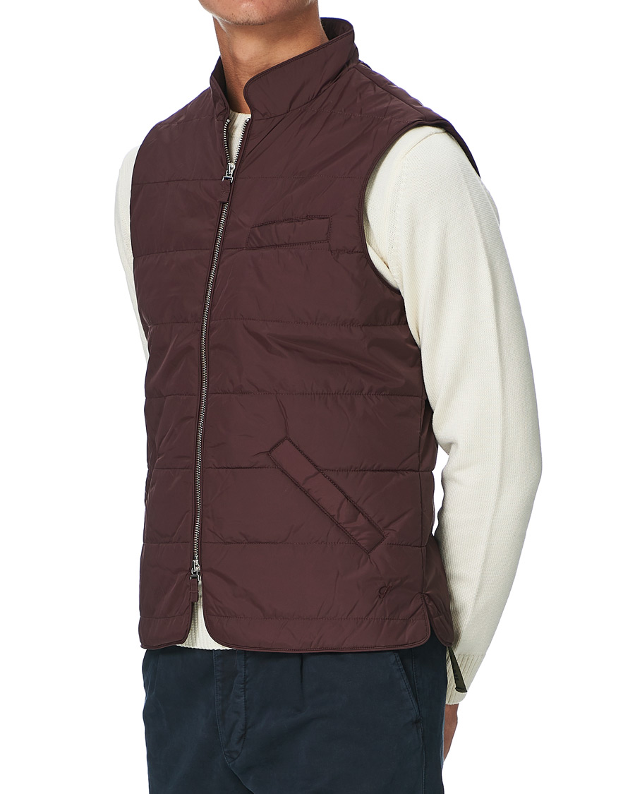 Men | Coats & Jackets | Stenströms | Quilted Nylon Vest Burgundy