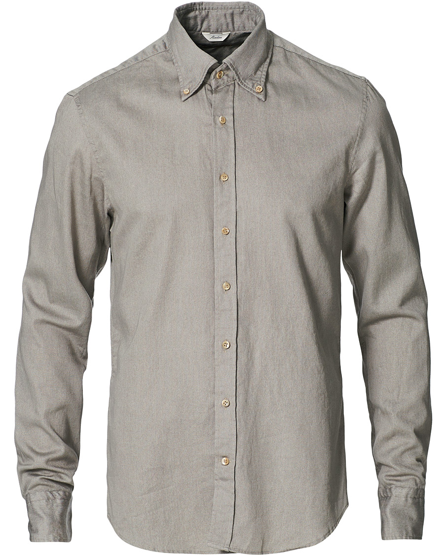 Men | Shirts | Stenströms | Slimline Washed Button Down Oxford Shirt Grey