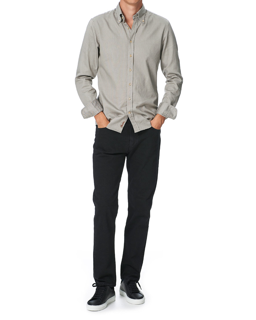 Men | Shirts | Stenströms | Slimline Washed Button Down Oxford Shirt Grey