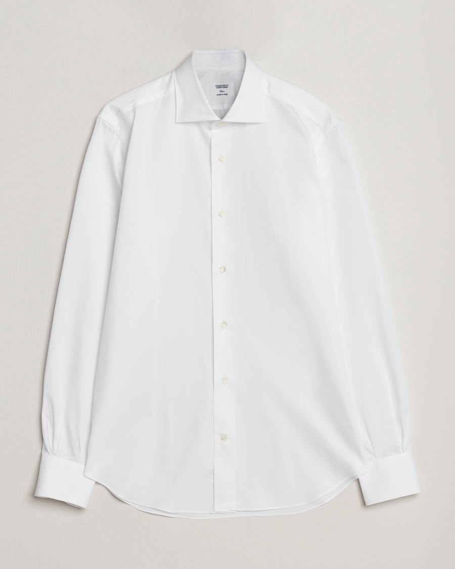 Men | Shirts | Mazzarelli | Soft Cotton Cut Away Shirt White