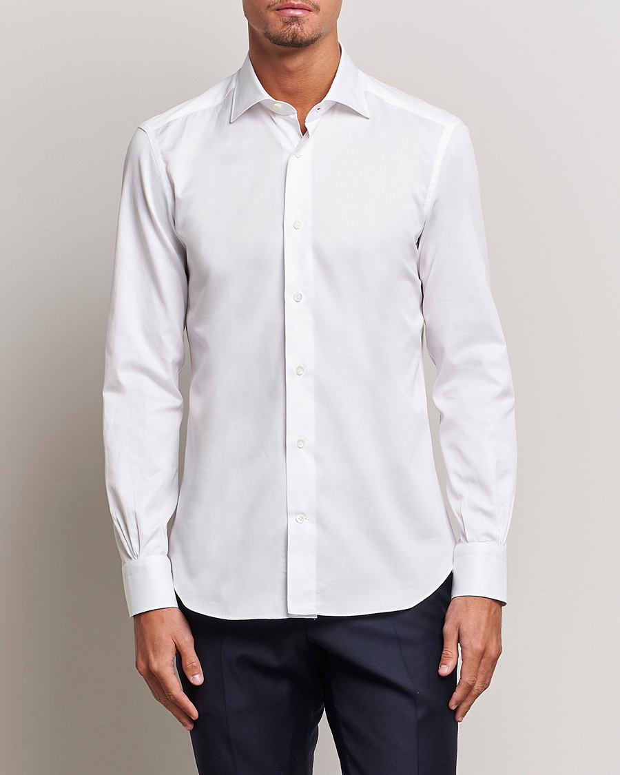 Men | Shirts | Mazzarelli | Soft Cotton Cut Away Shirt White