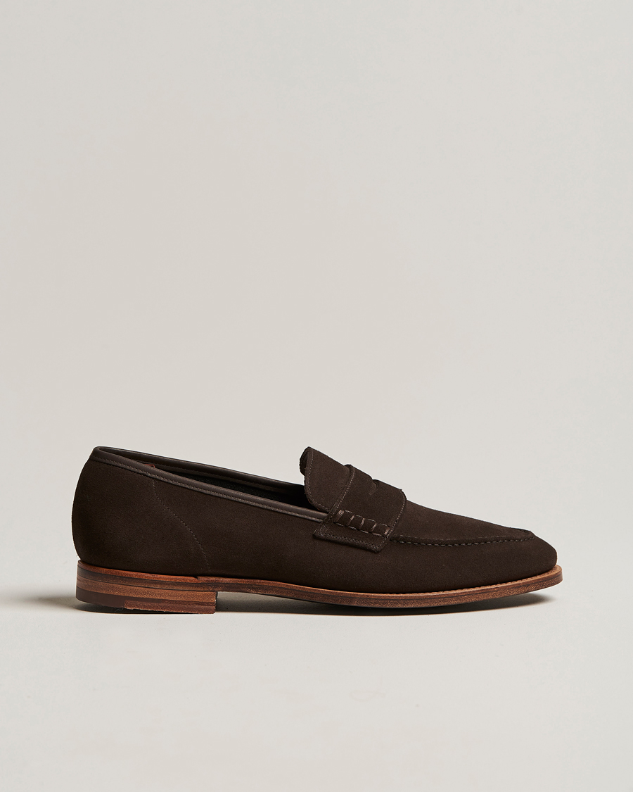 Men | Loafers | Crockett & Jones | Seaton Unlined Penny Loafer Dark Oak Suede