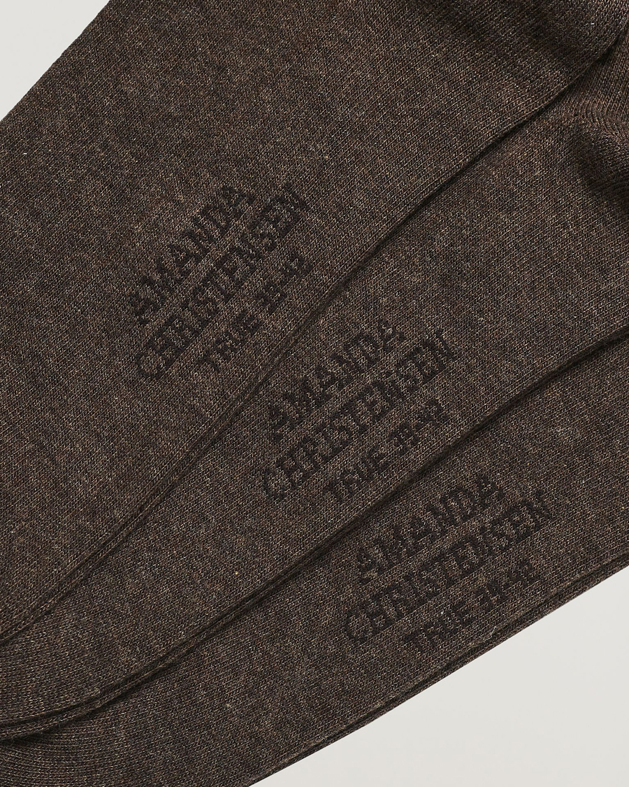 Men | Underwear & Socks | Amanda Christensen | 3-Pack True Cotton Socks Brown Melange