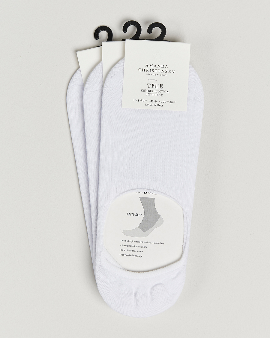Men | Underwear & Socks | Amanda Christensen | 3-Pack True Cotton Invisible Socks White