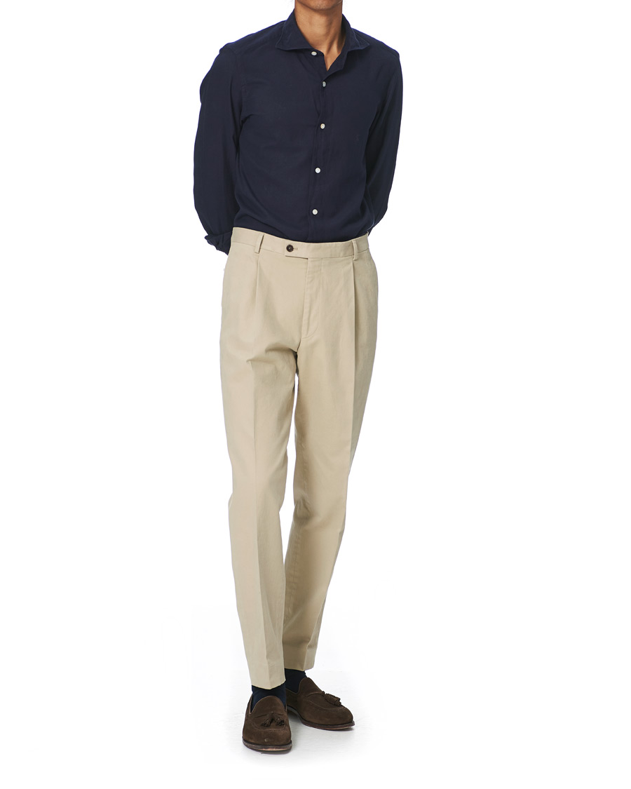 Men | Shirts | Finamore Napoli | Tokyo Slim Fit Flannel Shirt Navy