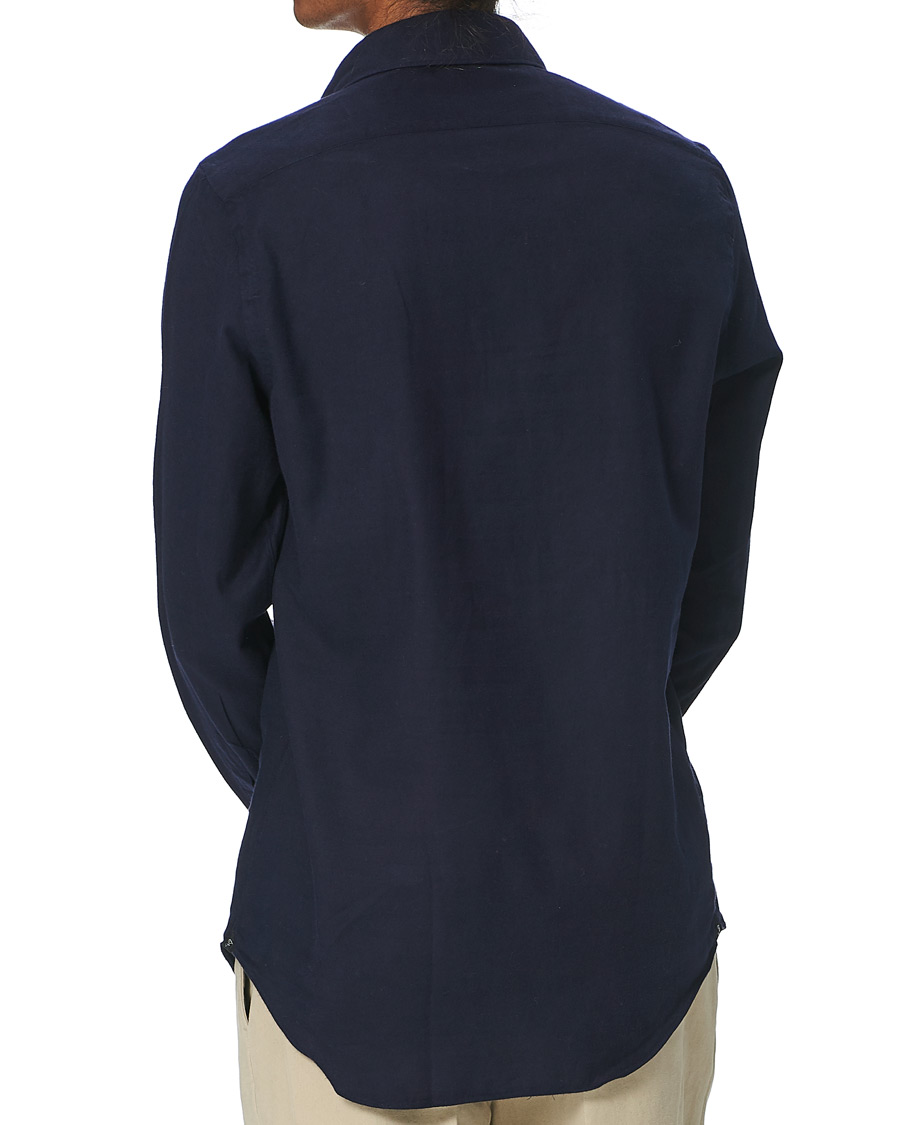 Men | Shirts | Finamore Napoli | Tokyo Slim Fit Flannel Shirt Navy