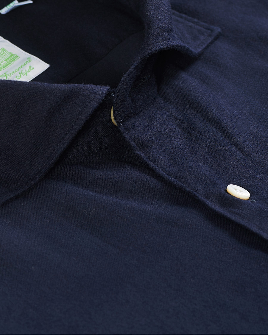 Men | Shirts | Finamore Napoli | Tokyo Slim Fit Flannel Shirt Navy