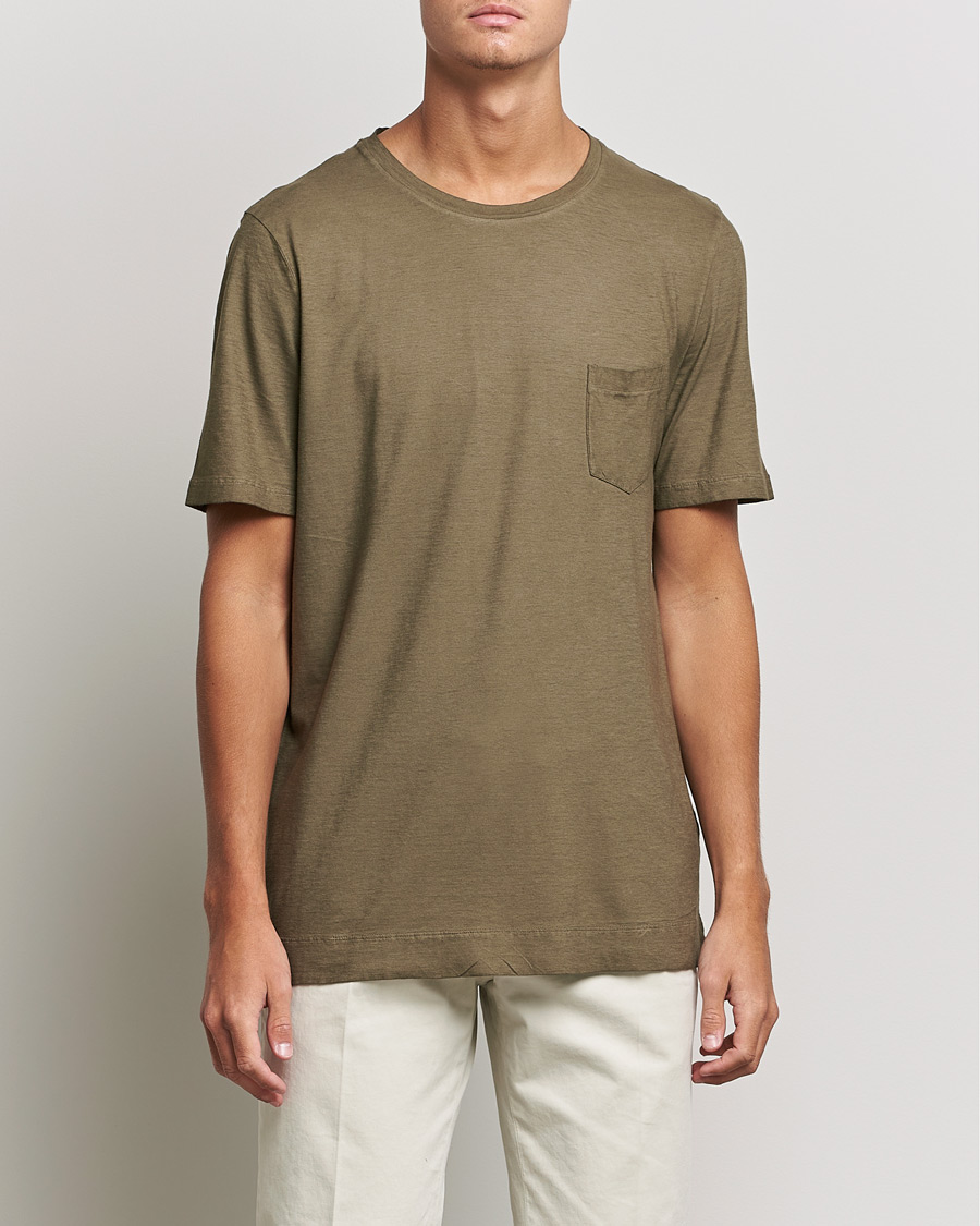Men | T-Shirts | Massimo Alba | Panarea Watercolor T-Shirt Military
