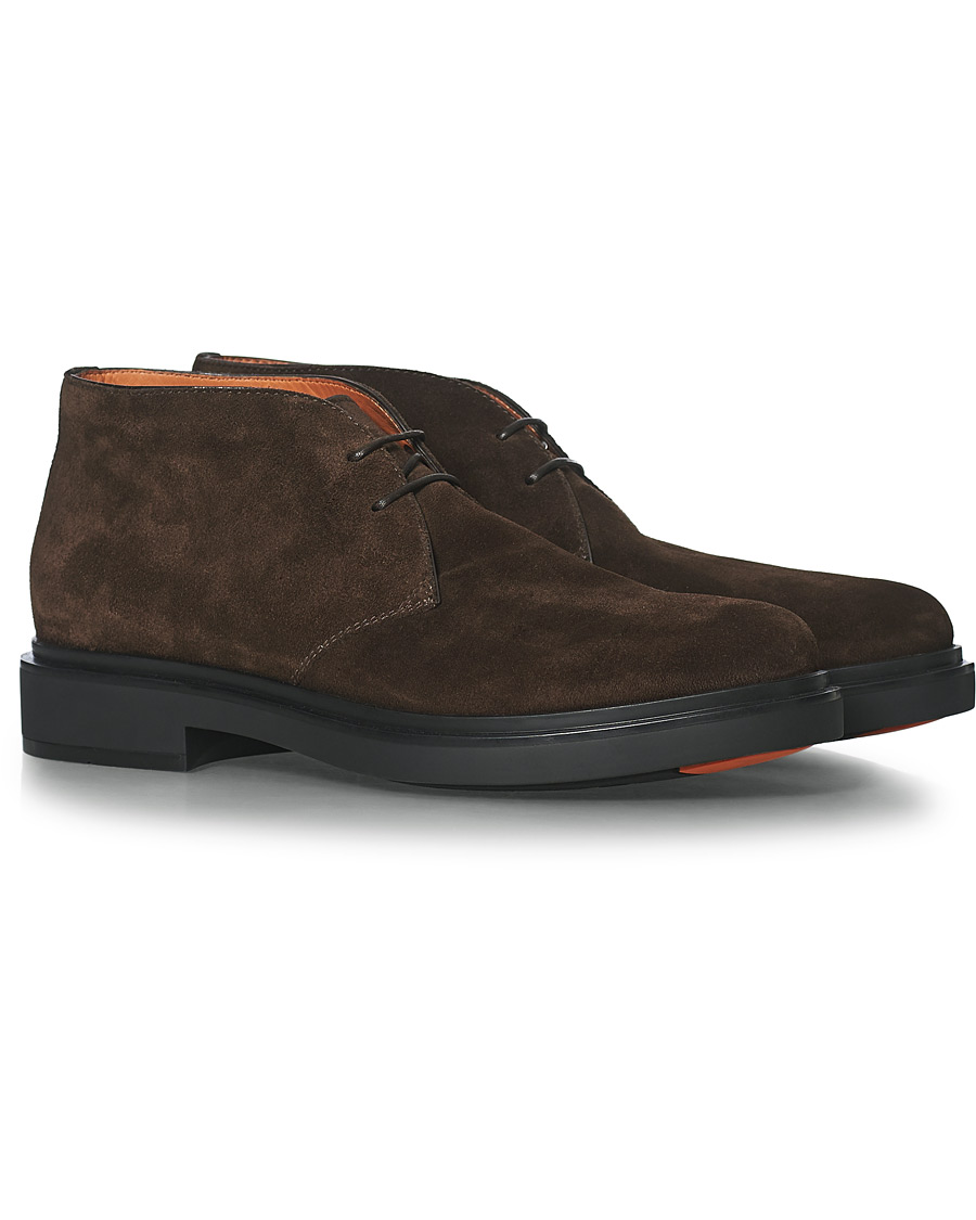 Men | Santoni Wembley Desert Boot Dark Brown Suede | Santoni | Wembley Desert Boot Dark Brown Suede