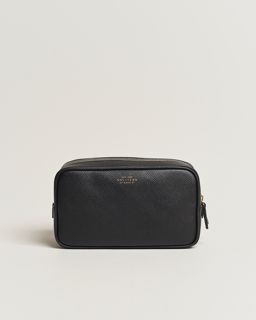 Men | Bags | Smythson | Panama Double Zip Washbag Black