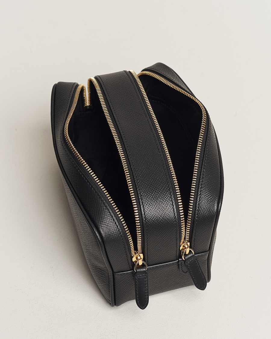 Men | Bags | Smythson | Panama Double Zip Washbag Black