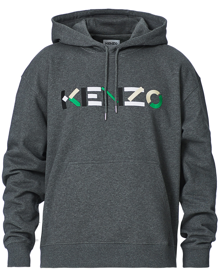Men | Sweaters & Knitwear | KENZO | Logo Multicolor Oversize Hoodie Grey Heather