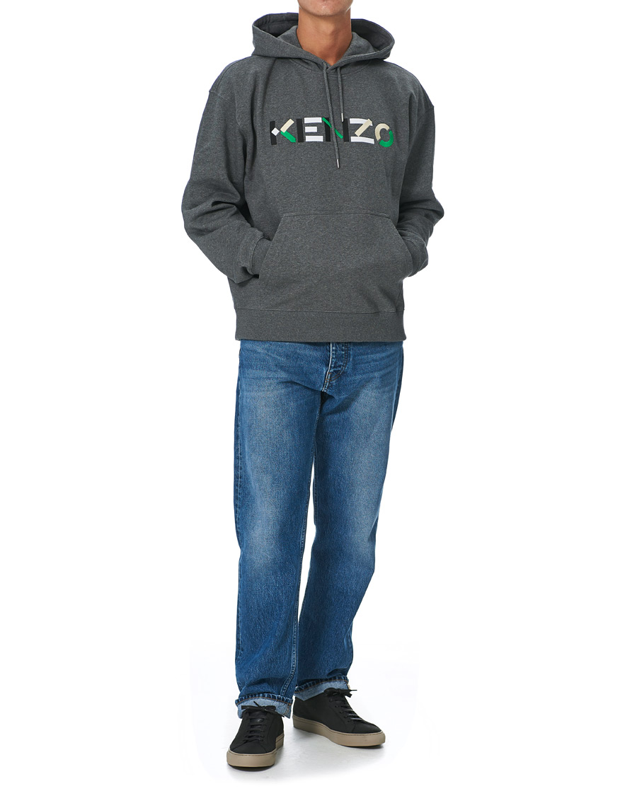 Men | Sweaters & Knitwear | KENZO | Logo Multicolor Oversize Hoodie Grey Heather