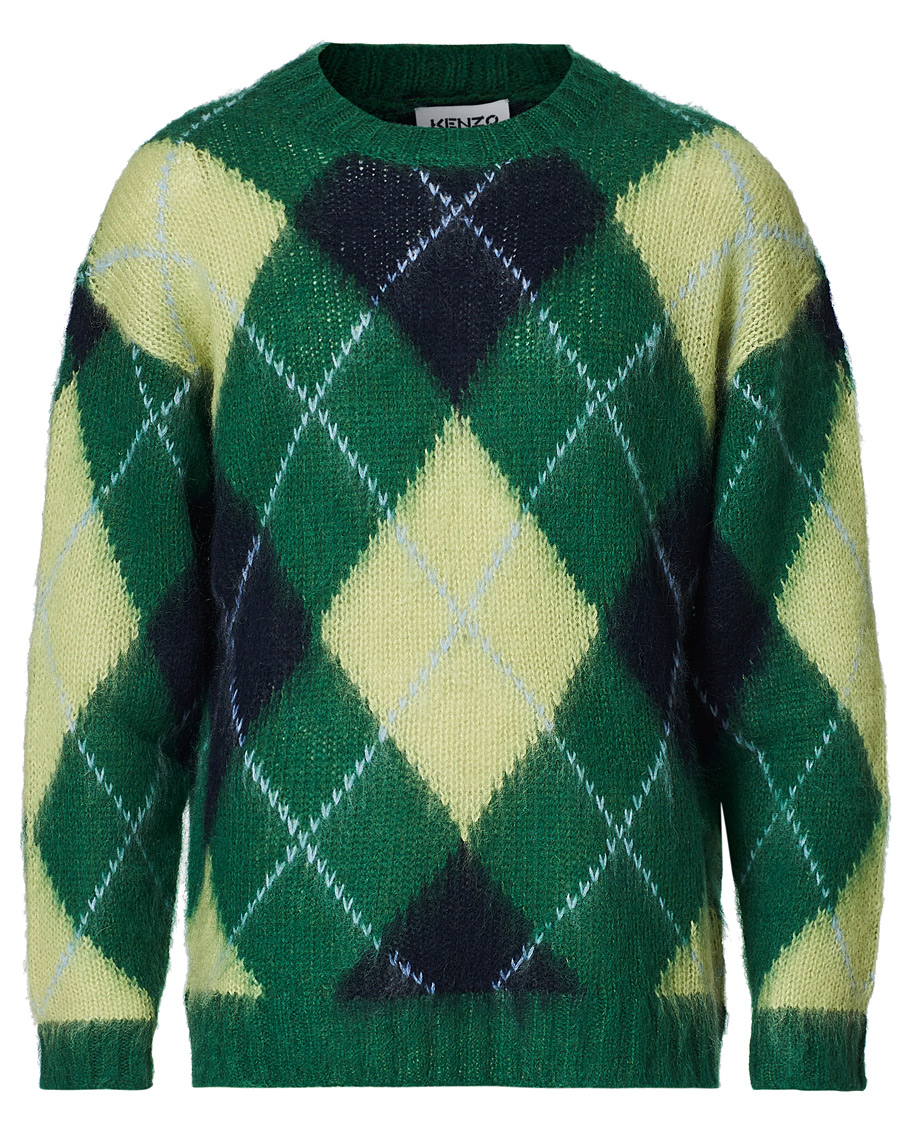 Men | Sweaters & Knitwear | KENZO | Brushed Argyle Sweater Green