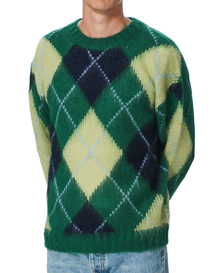 Men | Sweaters & Knitwear | KENZO | Brushed Argyle Sweater Green