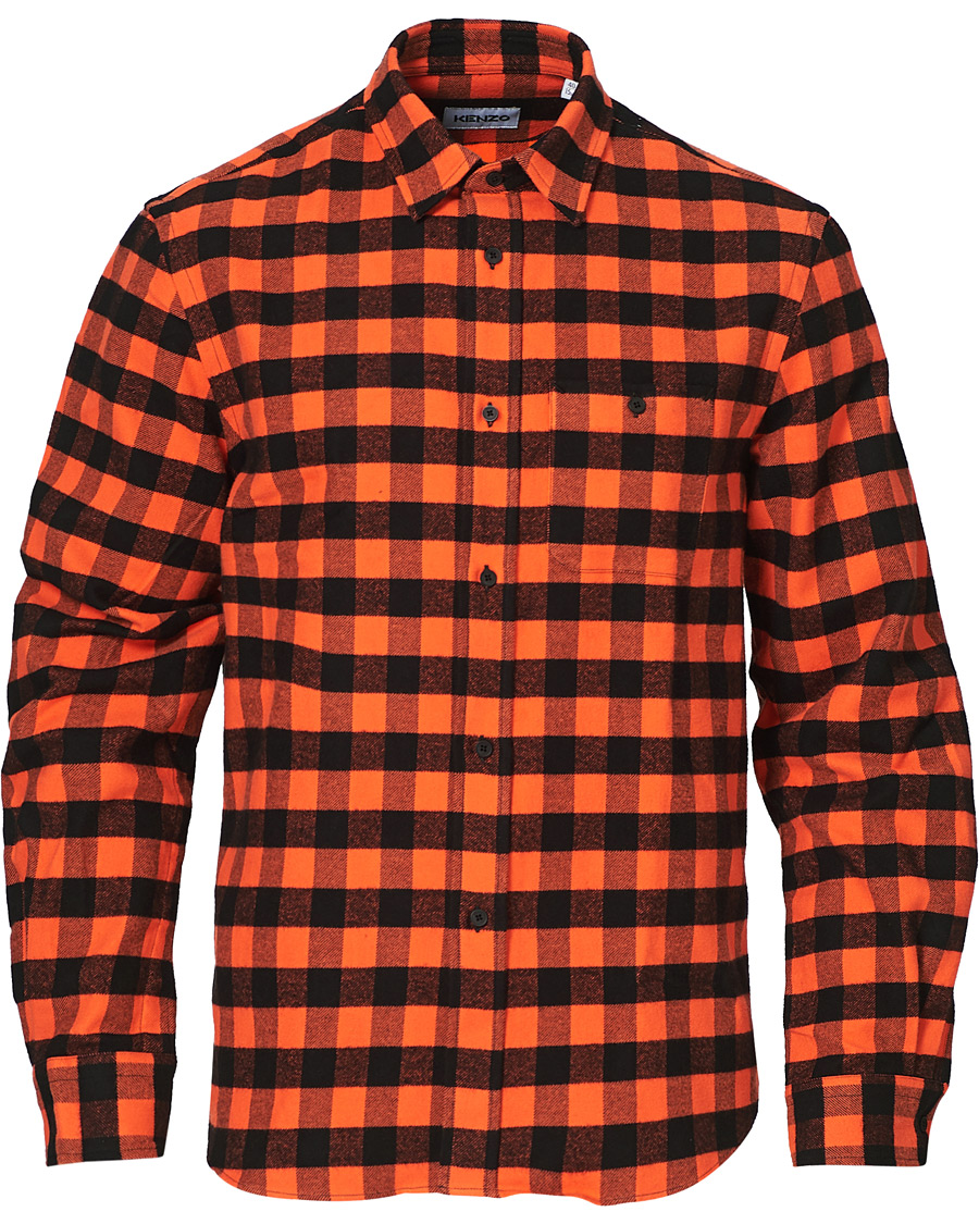 Men | Shirts | KENZO | Flannel Shirt Orange Check
