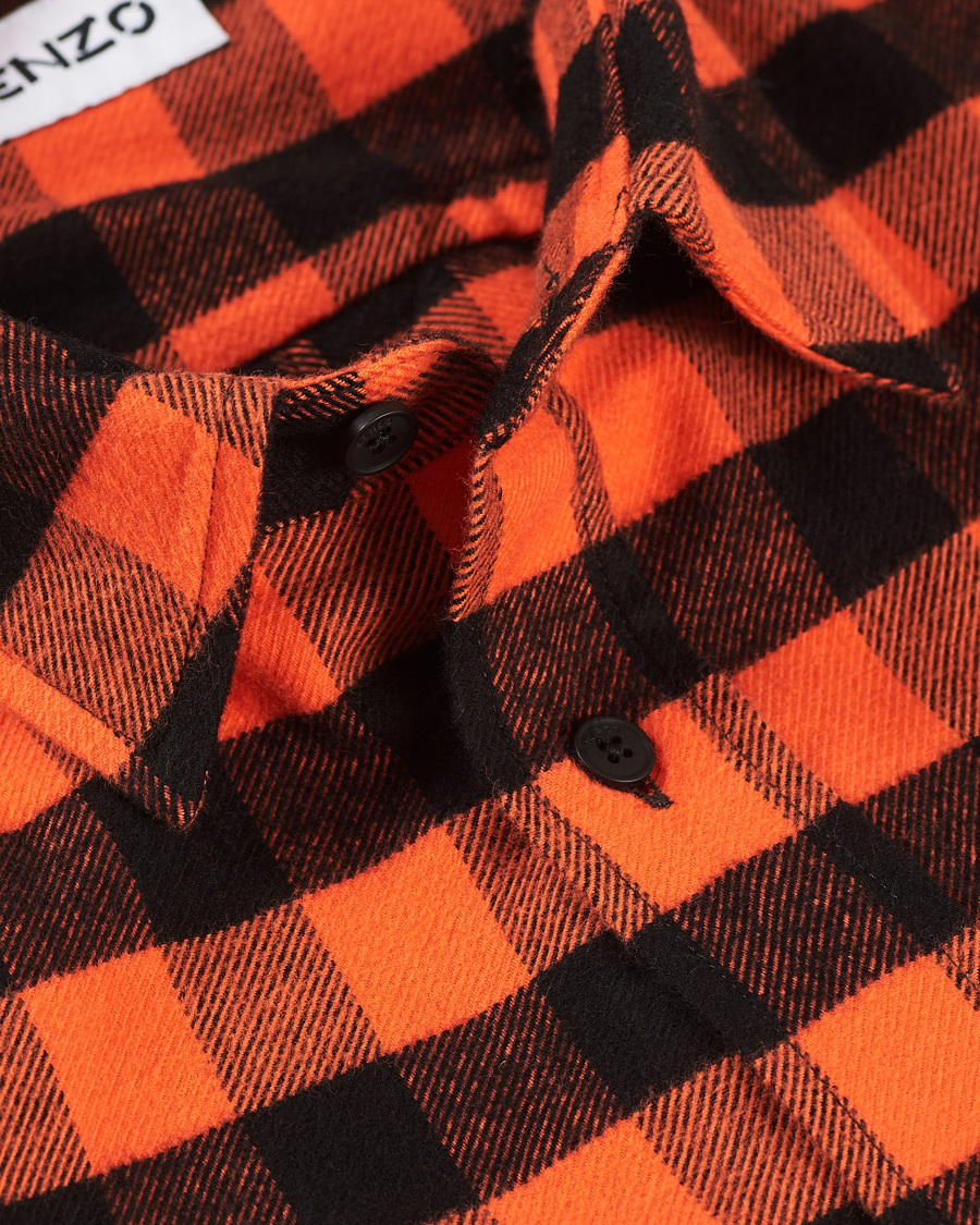 Men | Shirts | KENZO | Flannel Shirt Orange Check