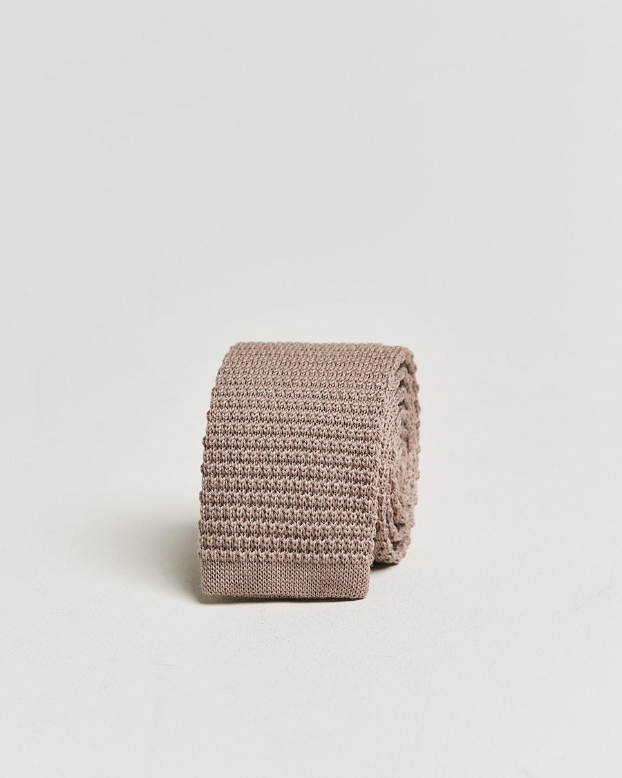 Men | Amanda Christensen Wool Knitted 6cm Tie Beige | Amanda Christensen | Wool Knitted 6cm Tie Beige