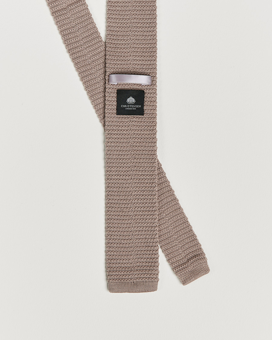 Men | Amanda Christensen Wool Knitted 6cm Tie Beige | Amanda Christensen | Wool Knitted 6cm Tie Beige