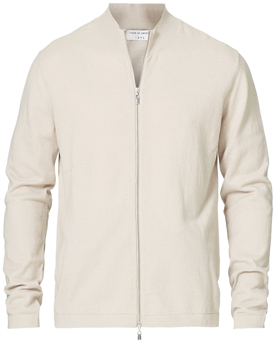 Men | Sweaters & Knitwear | Tiger of Sweden | Kylen Cotton/Merino Zip Moonbeam