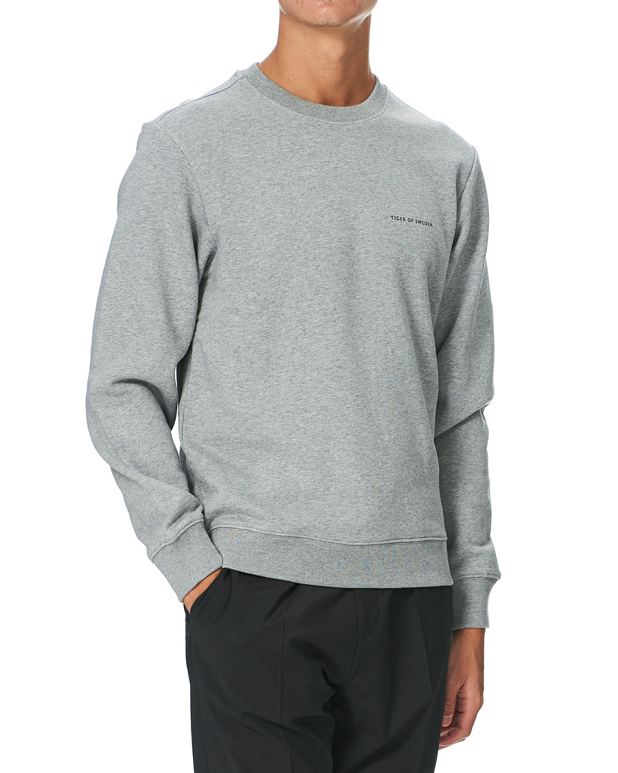 Men | Sweaters & Knitwear | Tiger of Sweden | Emerson Cotton Sweatshirt Mid Grey Mel
