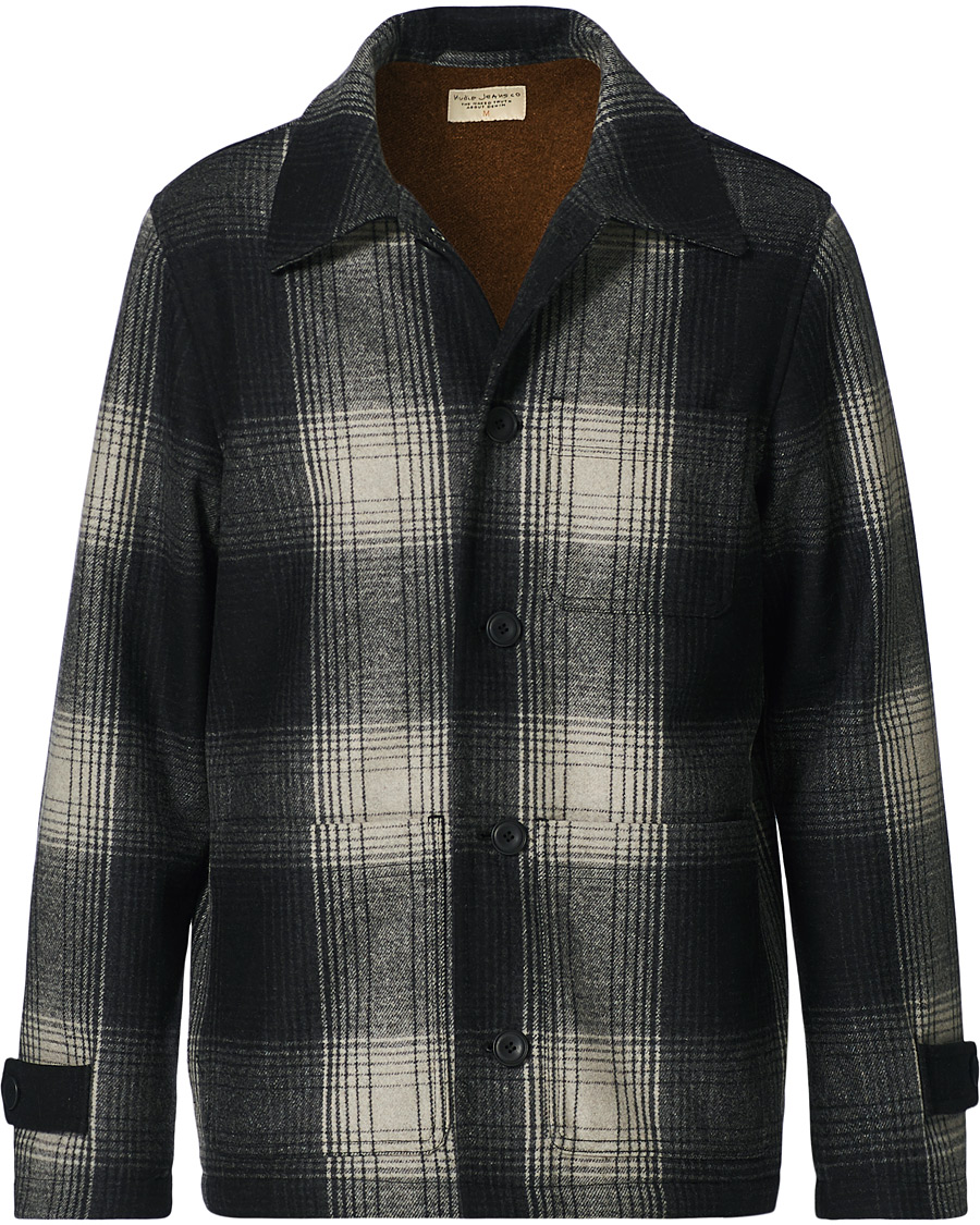 Men | Coats & Jackets | Nudie Jeans | Mangan Shadow Check Lumber Jacket Black/Grey