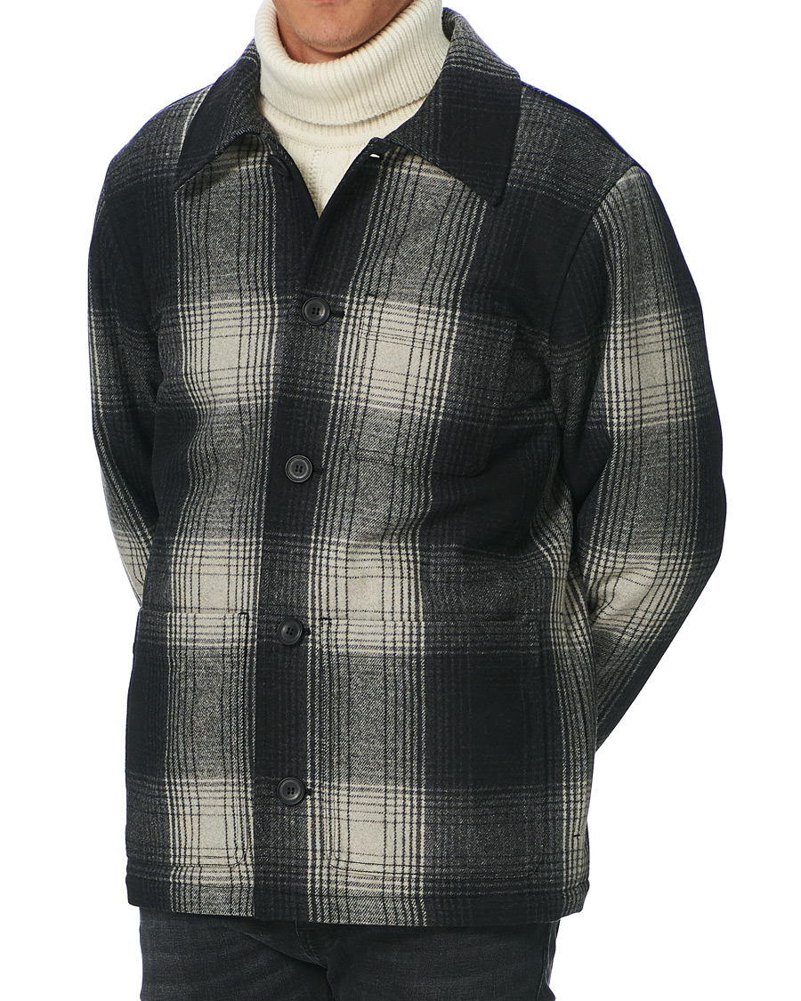 Men | Coats & Jackets | Nudie Jeans | Mangan Shadow Check Lumber Jacket Black/Grey