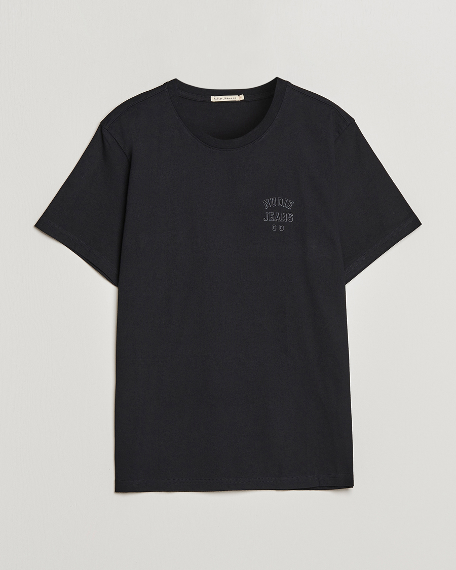 Men | T-Shirts | Nudie Jeans | Roy Logo Crew Neck Tee Black