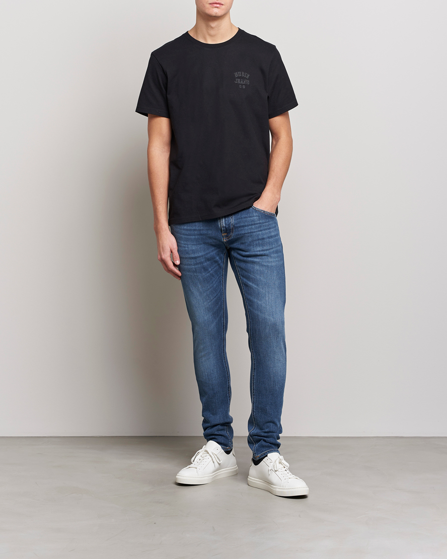 Men | T-Shirts | Nudie Jeans | Roy Logo Crew Neck Tee Black