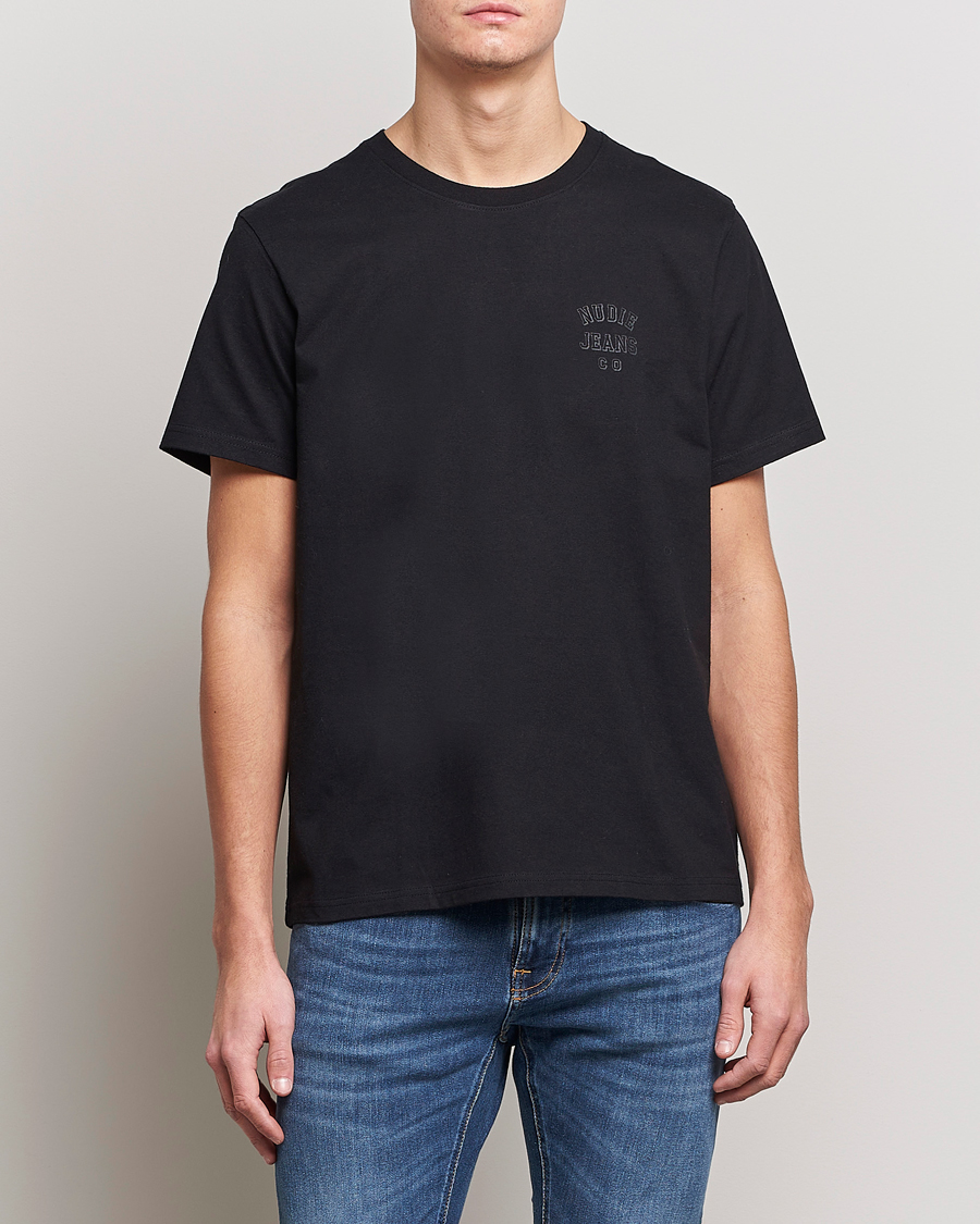 Men | T-Shirts | Nudie Jeans | Roy Logo Crew Neck Tee Black