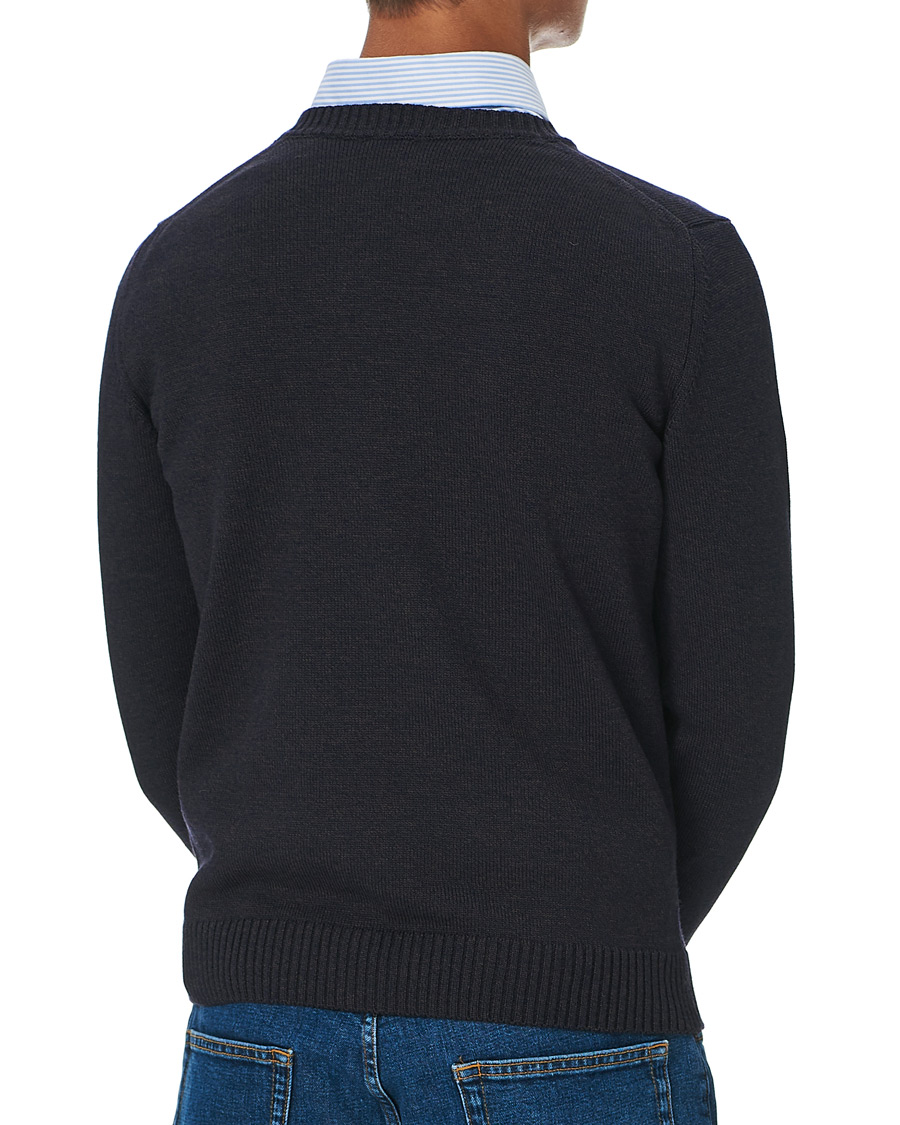 Men | Sweaters & Knitwear | Stenströms | Heavy Knitted Merino Crew Neck Brown/Blue Mouliné