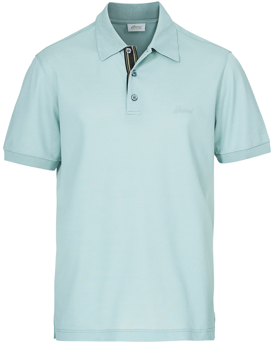 Men | Polo Shirts | Brioni | Contrast Placket Polo Piquet Aqua