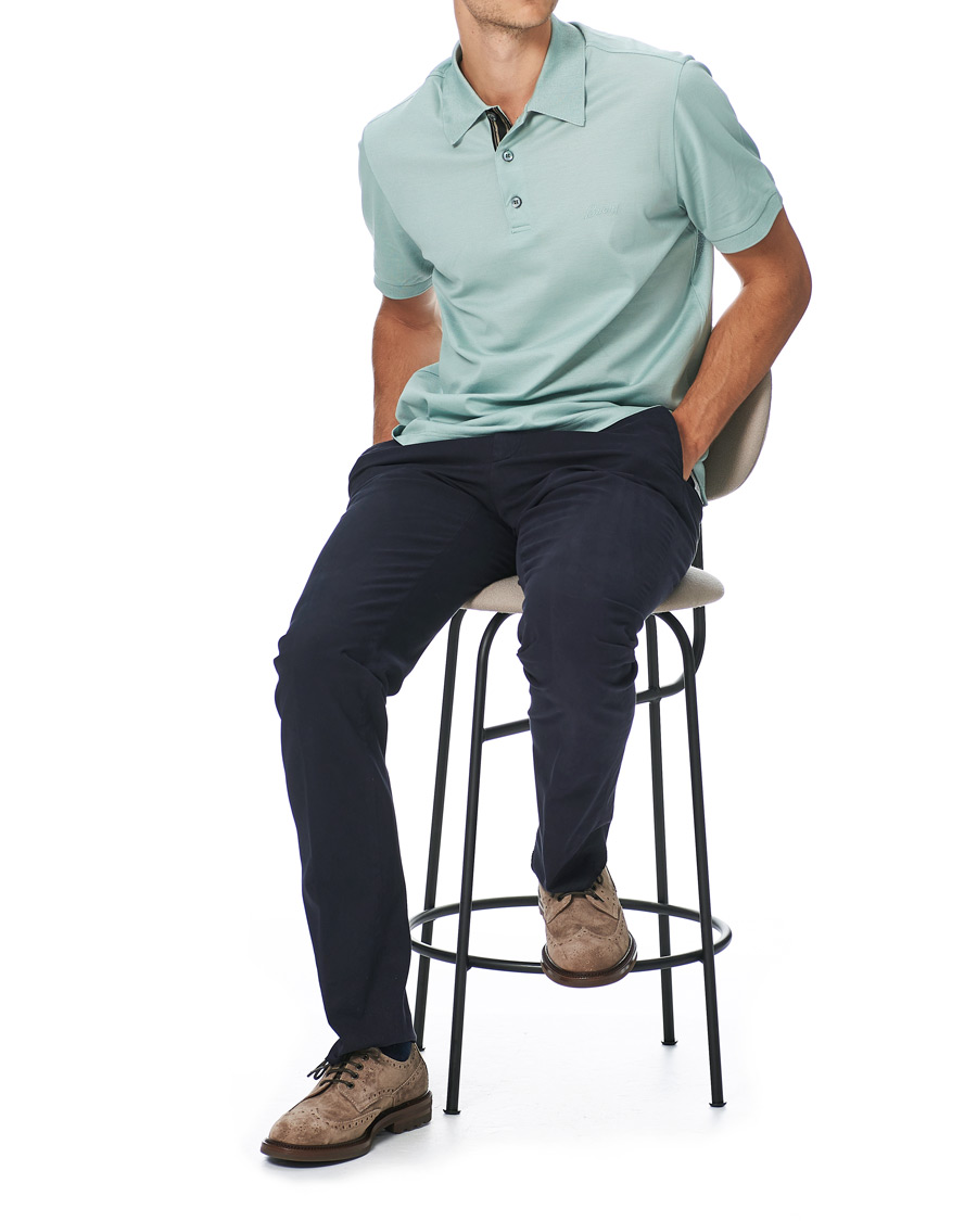Men | Polo Shirts | Brioni | Contrast Placket Polo Piquet Aqua
