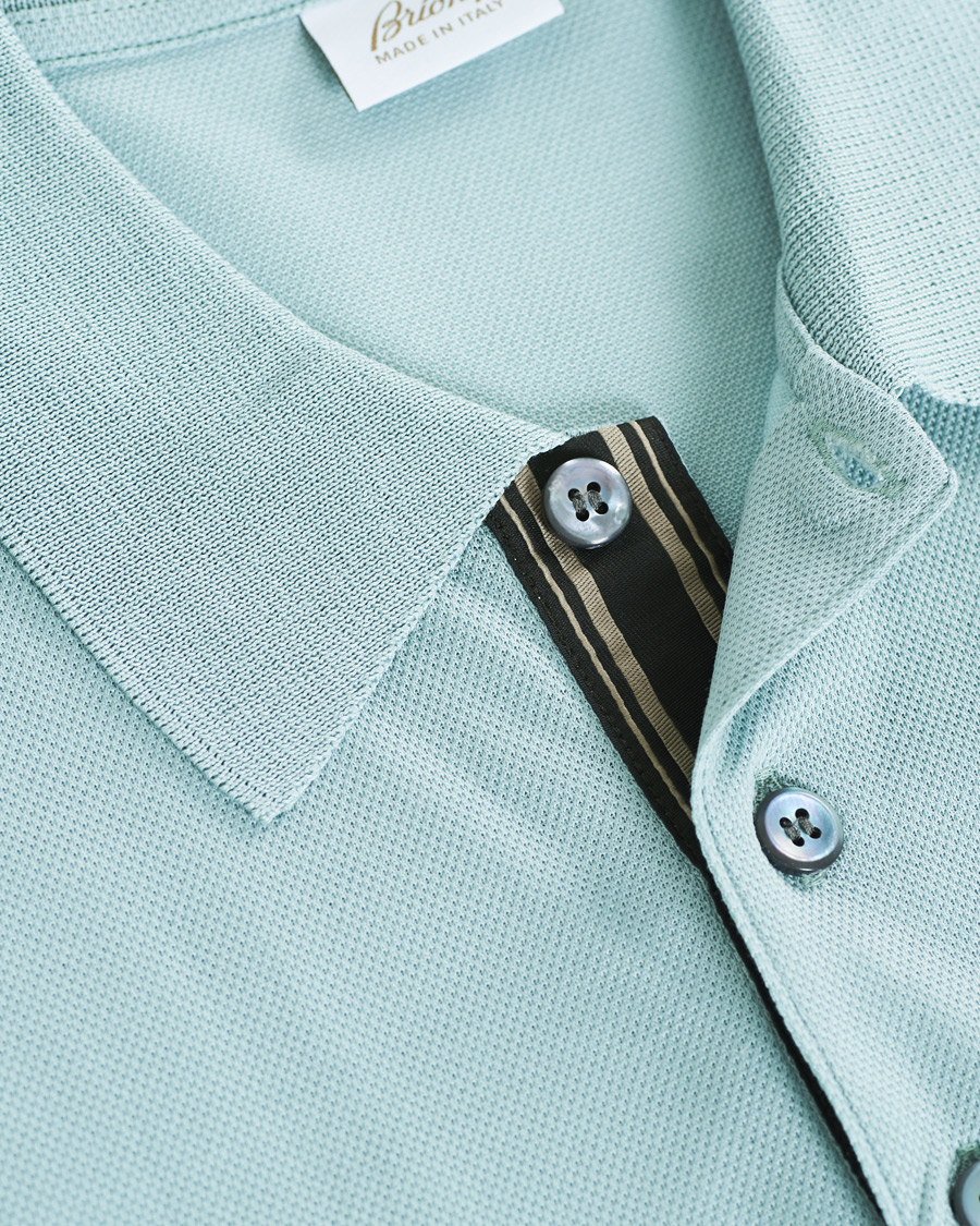 Men | Polo Shirts | Brioni | Contrast Placket Polo Piquet Aqua