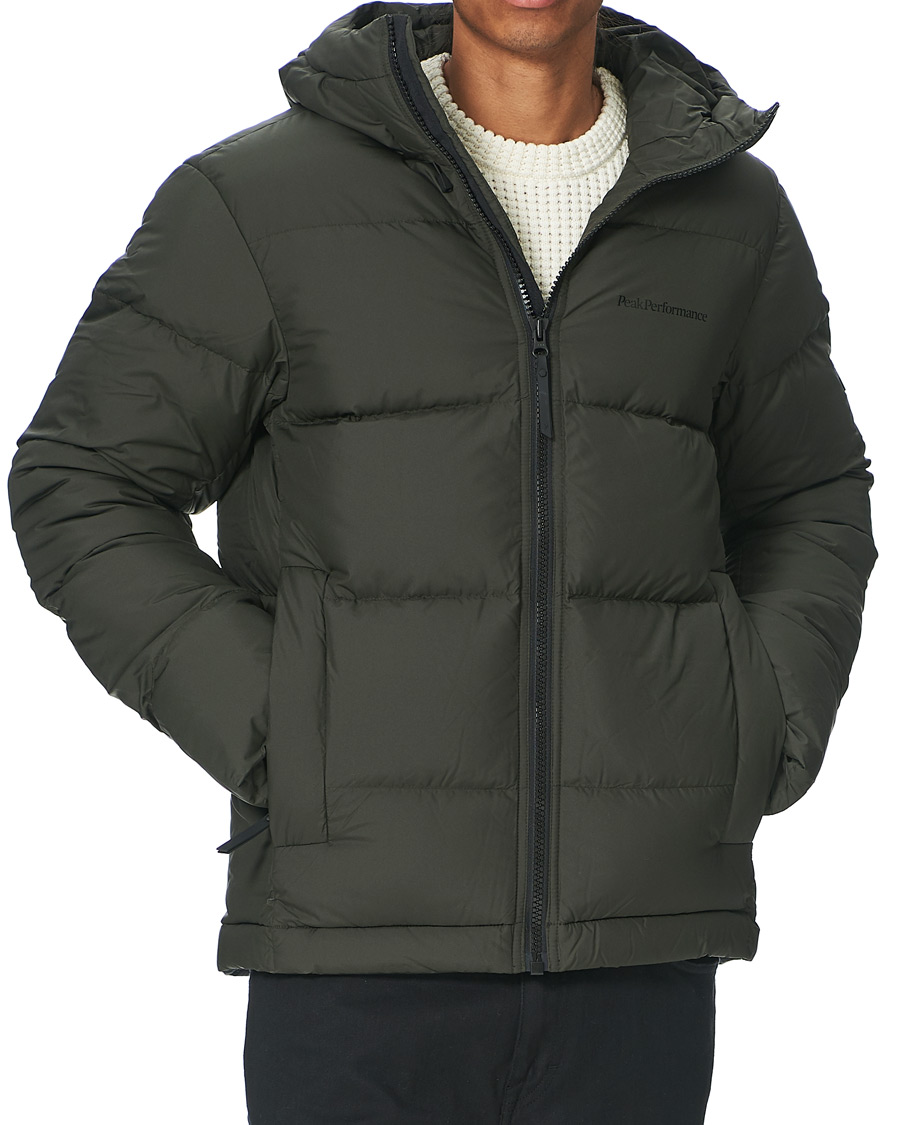 Men | Coats & Jackets | Peak Performance | Rivel Down Hooded Jacket Olive Extreme