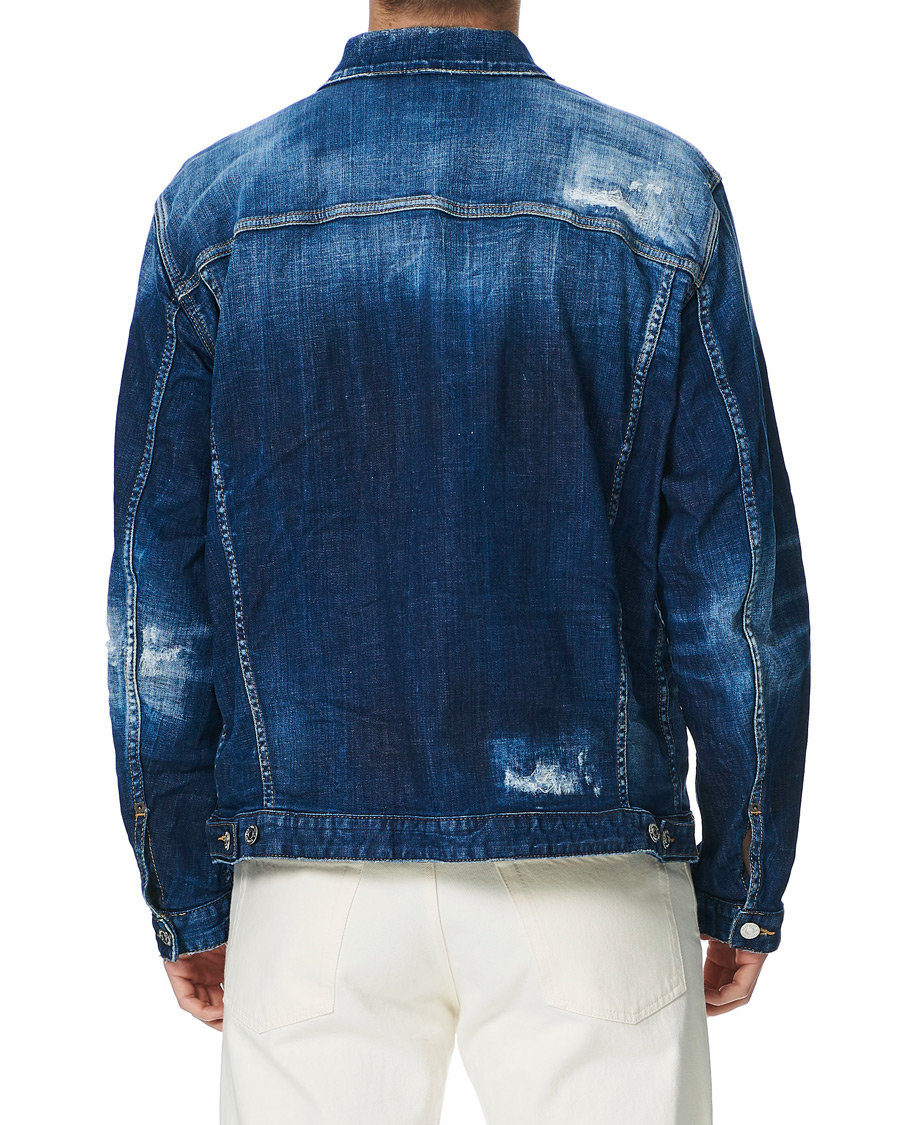 Men | Coats & Jackets | Dsquared2 | Ripped Denim Jacket Indigo