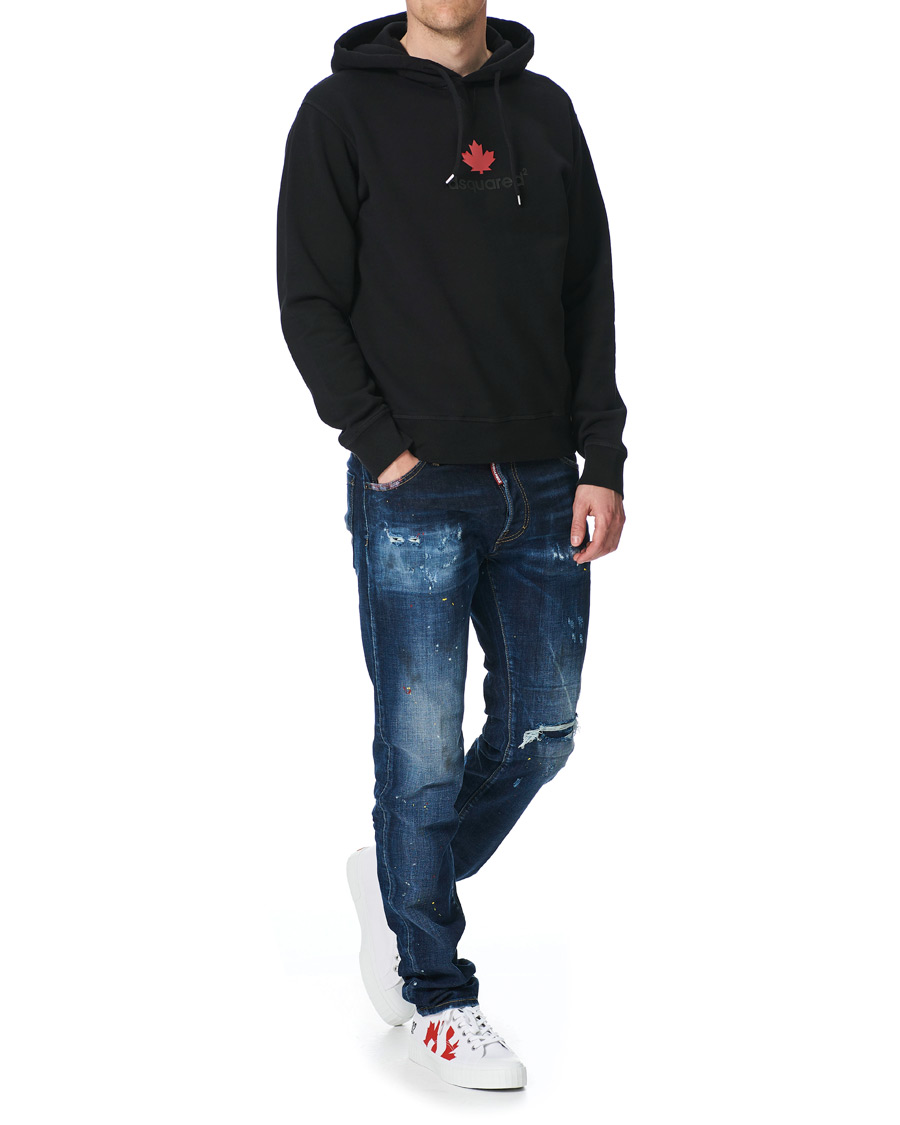 Men | Sweaters & Knitwear | Dsquared2 | Mini D2 Leaf Hoodie Black