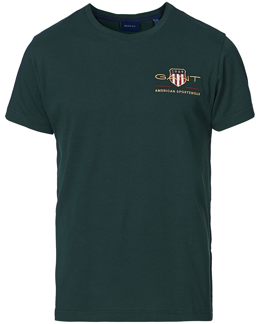 Men | T-Shirts | GANT | Archive Shield Logo Crew Neck Tee Tartan Green