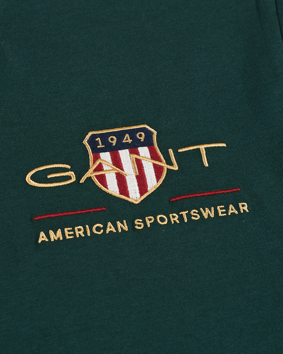 Men | T-Shirts | GANT | Archive Shield Logo Crew Neck Tee Tartan Green