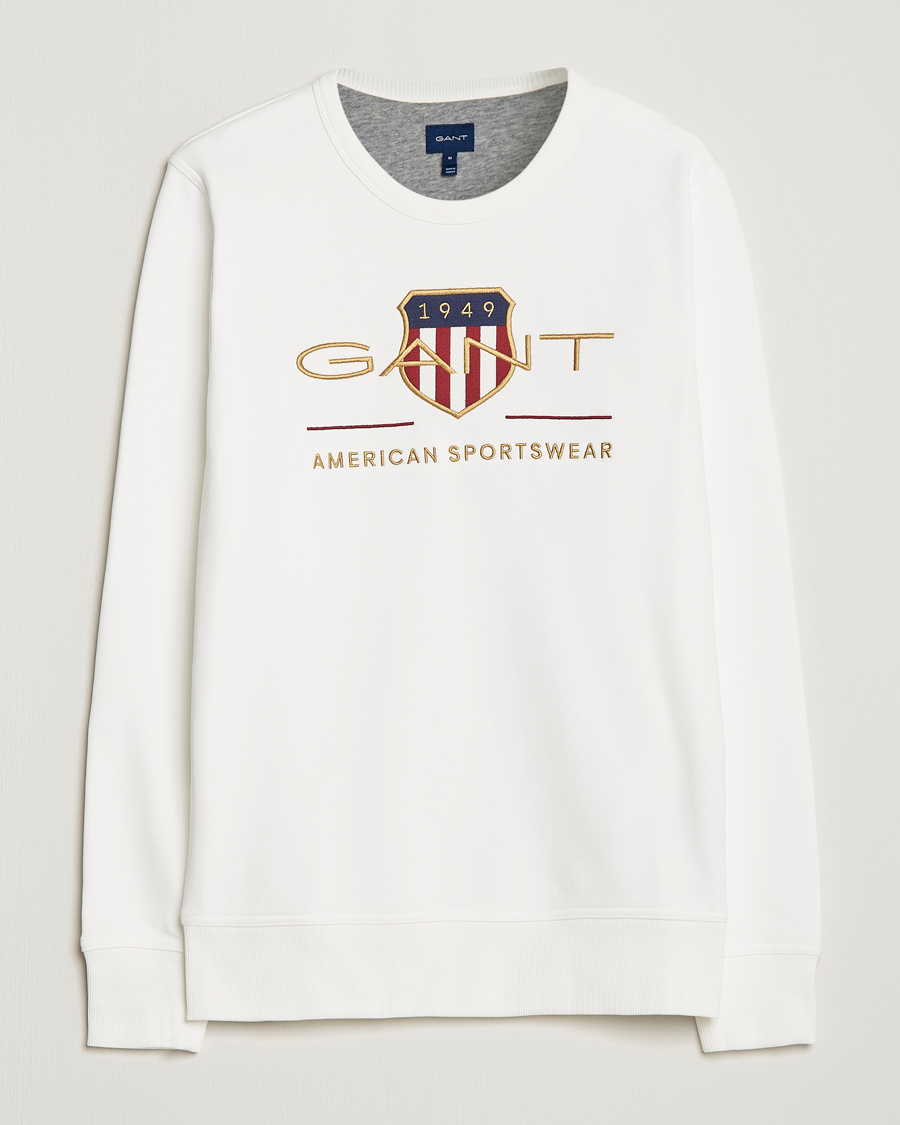 Men | Sweaters & Knitwear | GANT | Archive Shield Crew Neck Sweatershirt Eggshell