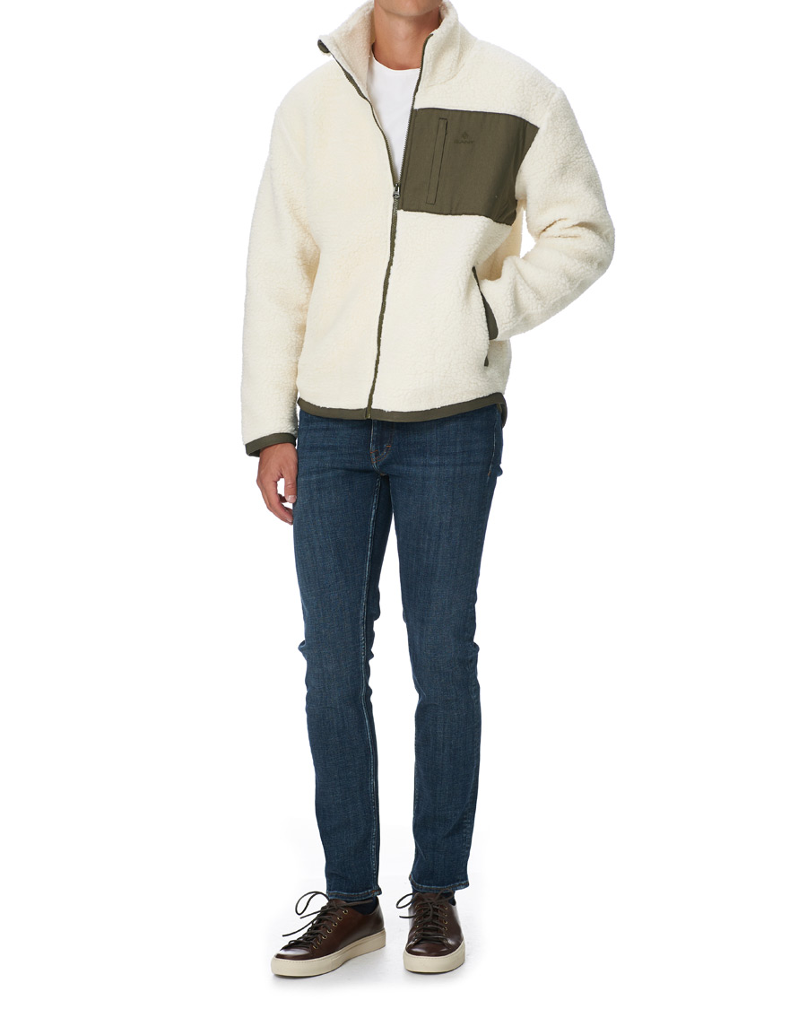 Men | Sweaters & Knitwear | GANT | Fleece Full Zip Jacket Cream