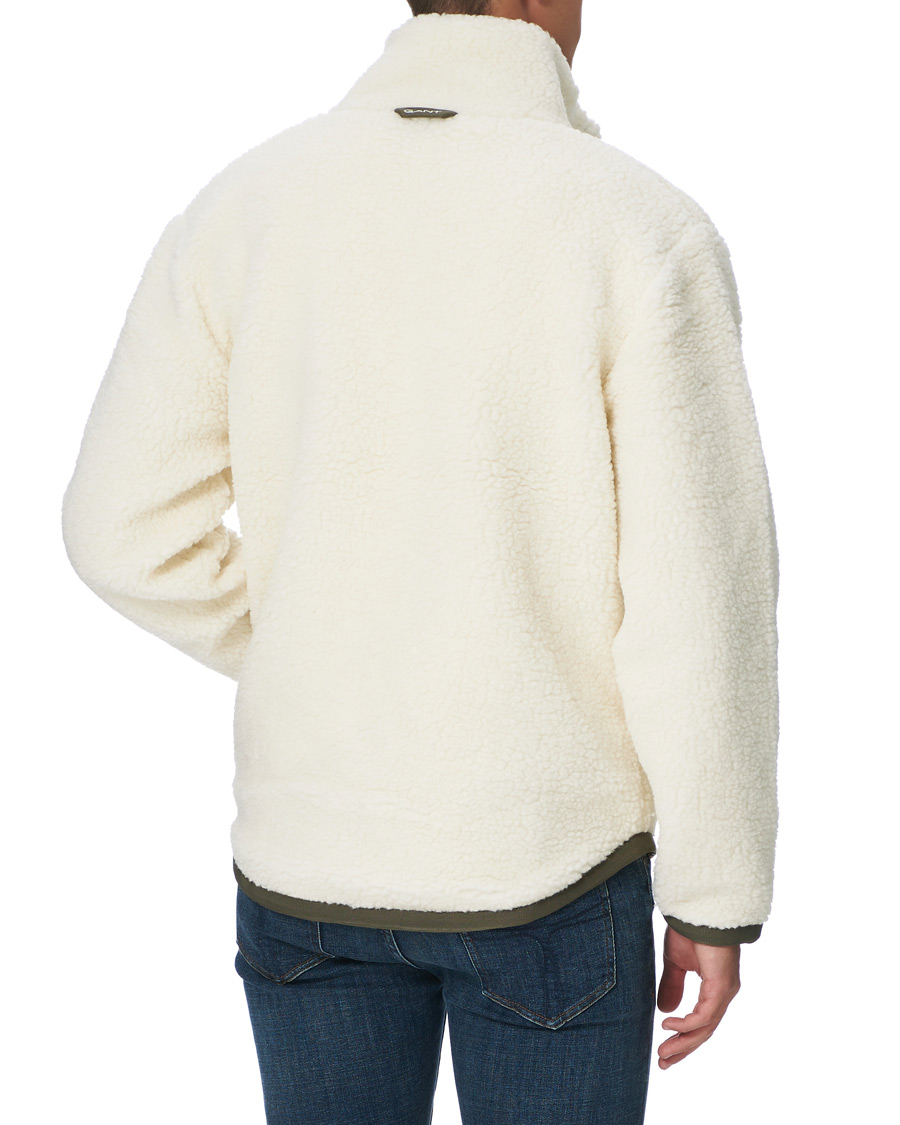 Men | Sweaters & Knitwear | GANT | Fleece Full Zip Jacket Cream