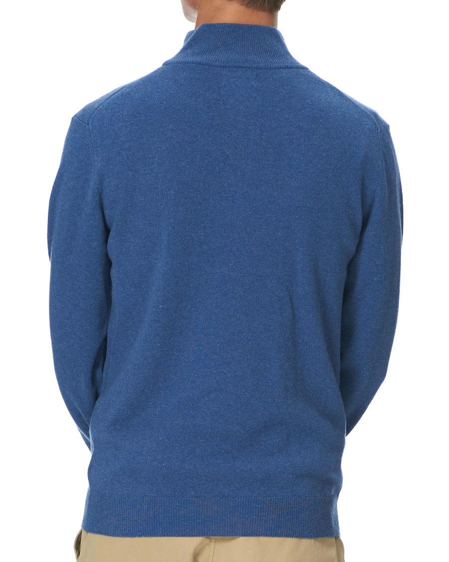 Men | Sweaters & Knitwear | GANT | Lambswool Half Zip Sweater Stone Blue Melange