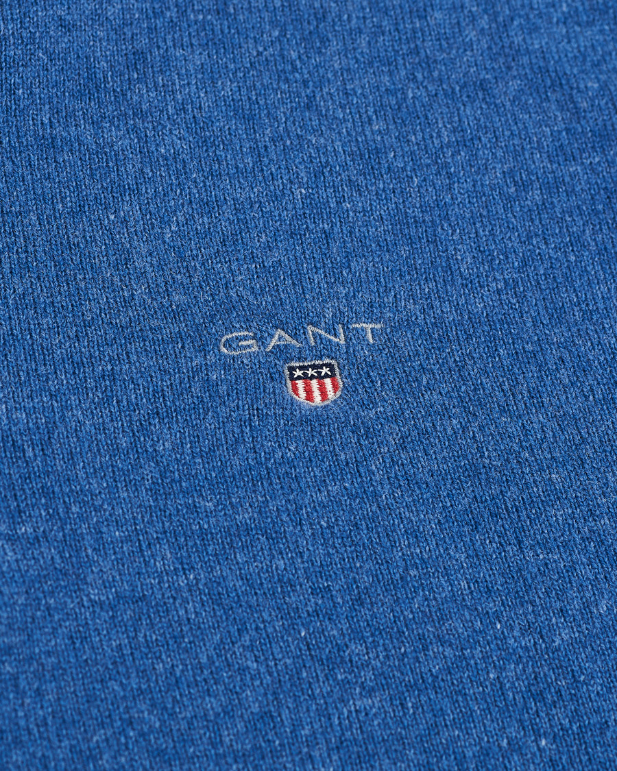Men | Sweaters & Knitwear | GANT | Lambswool Half Zip Sweater Stone Blue Melange